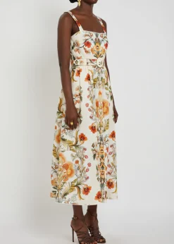 Petra floral-print linen and cotton-blend midi dress
