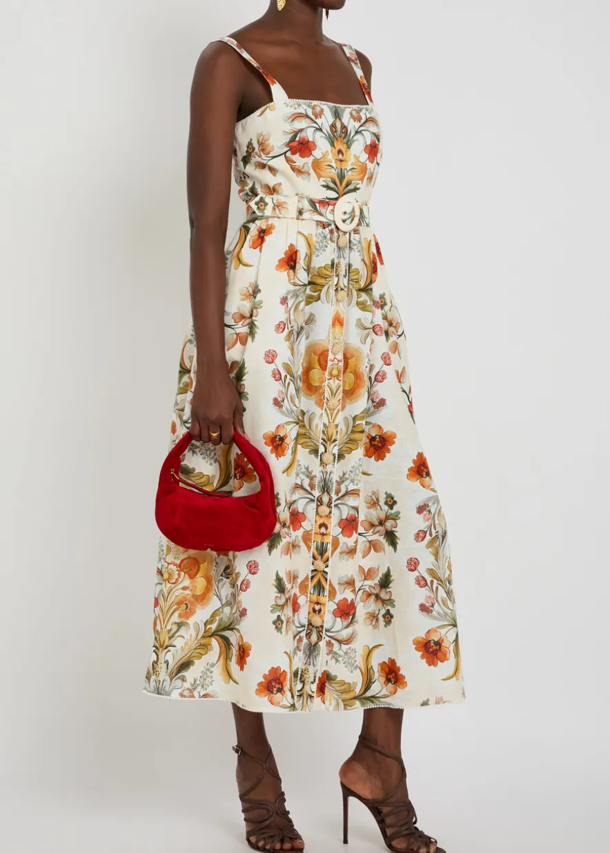 Petra floral-print linen and cotton-blend midi dress