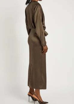 Phoebe draped stretch-silk dress