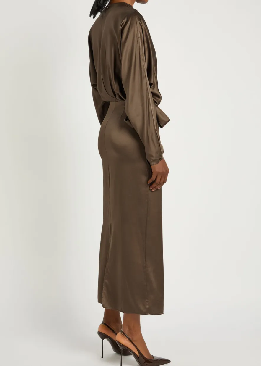 Phoebe draped stretch-silk dress