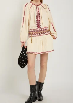 Picadilia embroidered cotton mini skirt