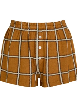 Picnic plaid silk and linen-blend shorts