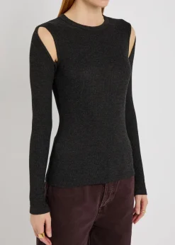 Pierce cold shoulder knit top