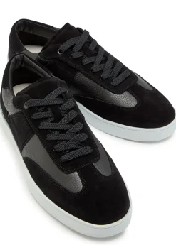 Pierre panelled grained leather sneakers