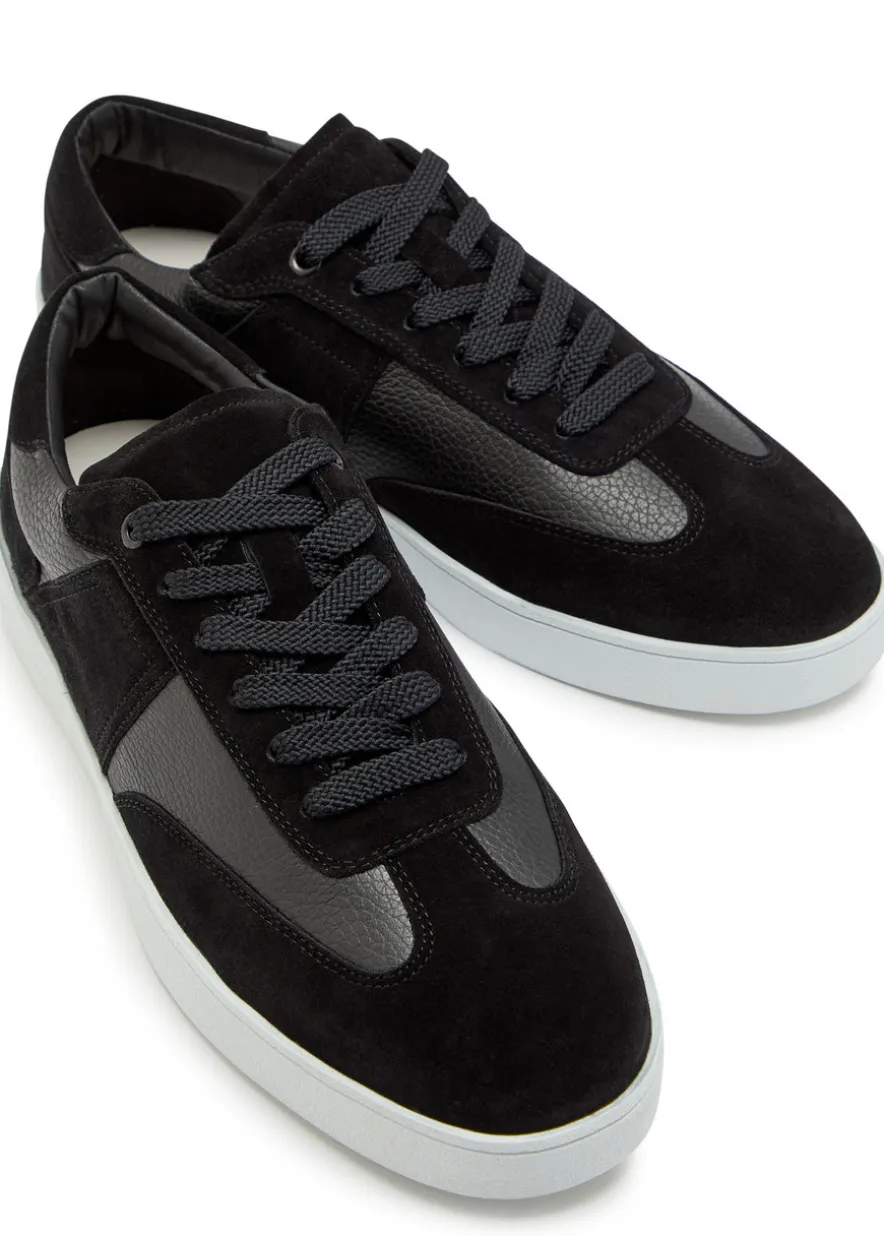 Pierre panelled grained leather sneakers