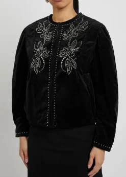 Pietra stud-embellished velvet jacket