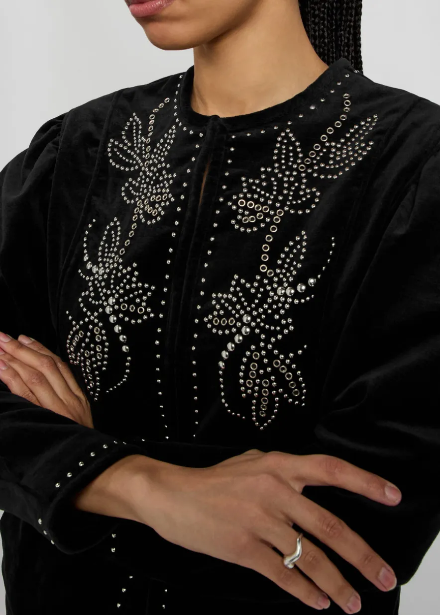 Pietra stud-embellished velvet jacket