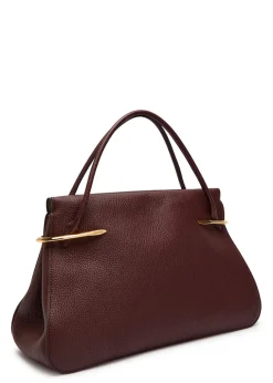 Pinch large grained leather top handle handle bag