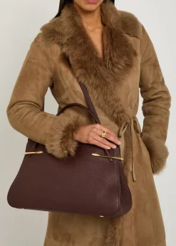 Pinch large grained leather top handle handle bag