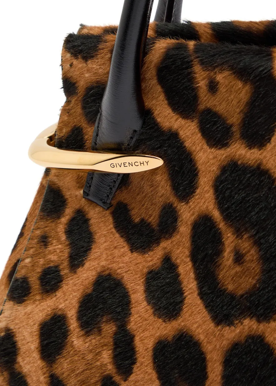 Pinch mini leopard calf-hair top handle bag