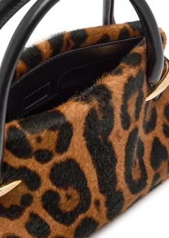 Pinch mini leopard calf-hair top handle bag