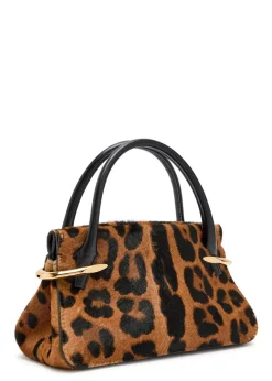 Pinch mini leopard calf-hair top handle bag