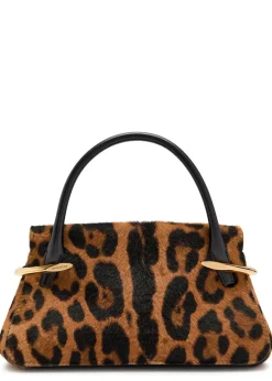 Pinch mini leopard calf-hair top handle bag