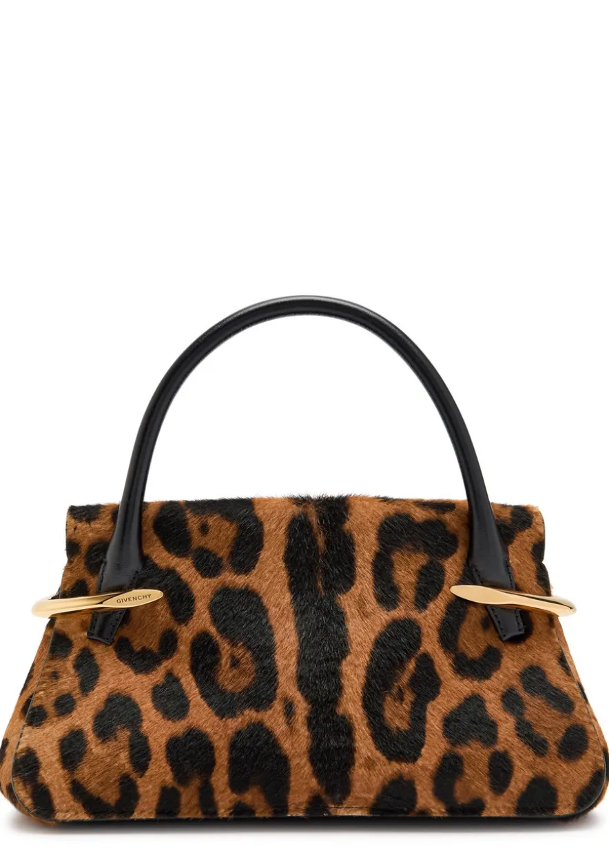 Pinch mini leopard calf-hair top handle bag
