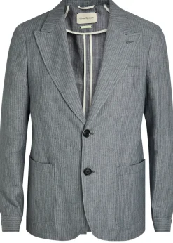 Pinstripe cotton-blend blazer