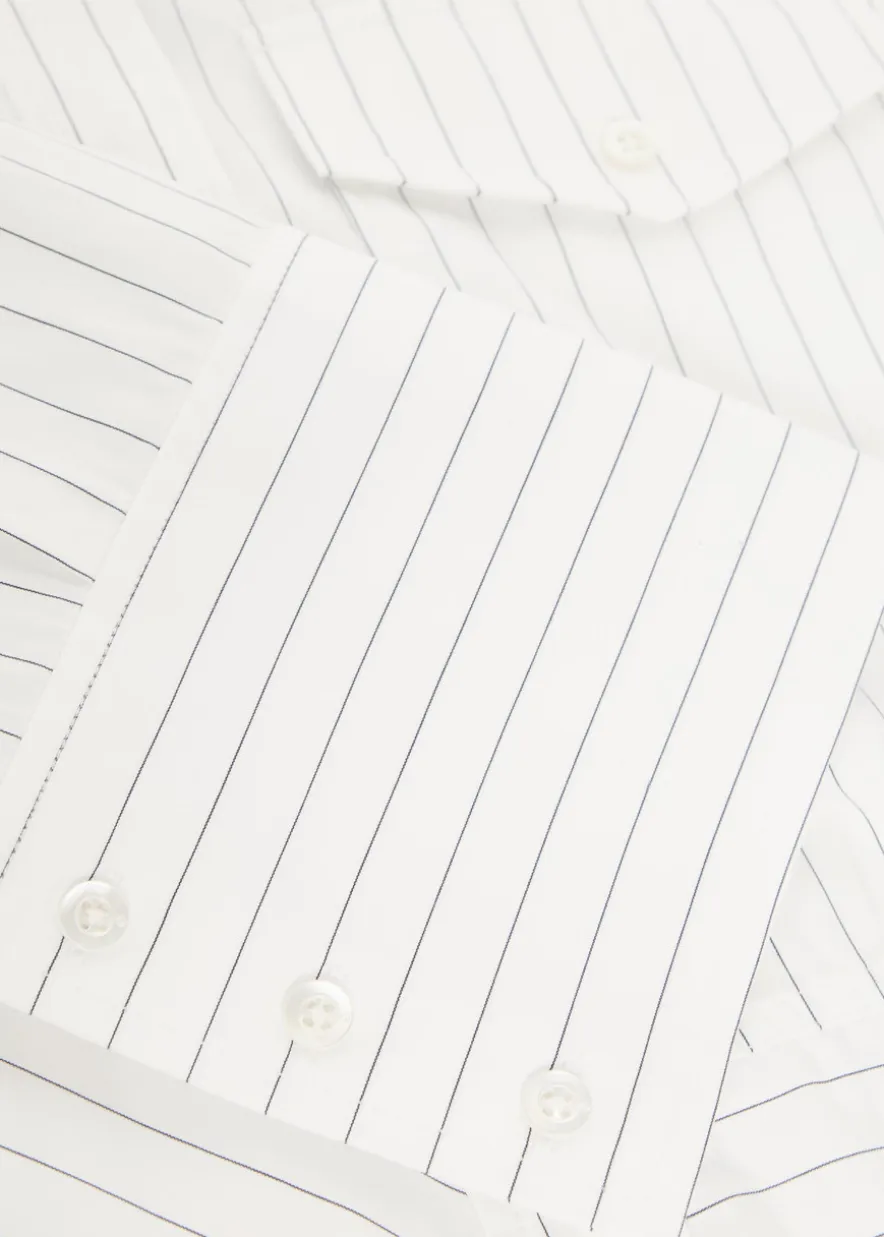 Pinstriped asymmetric cotton-poplin shirt