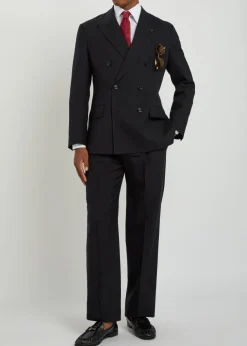 Pinstriped double-breasted wool blazer