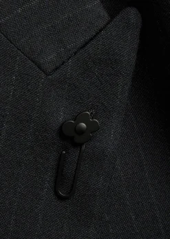 Pinstriped double-breasted wool blazer