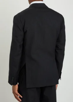 Pinstriped double-breasted wool blazer