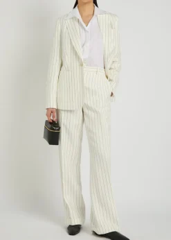 Pinstriped straight-leg trousers