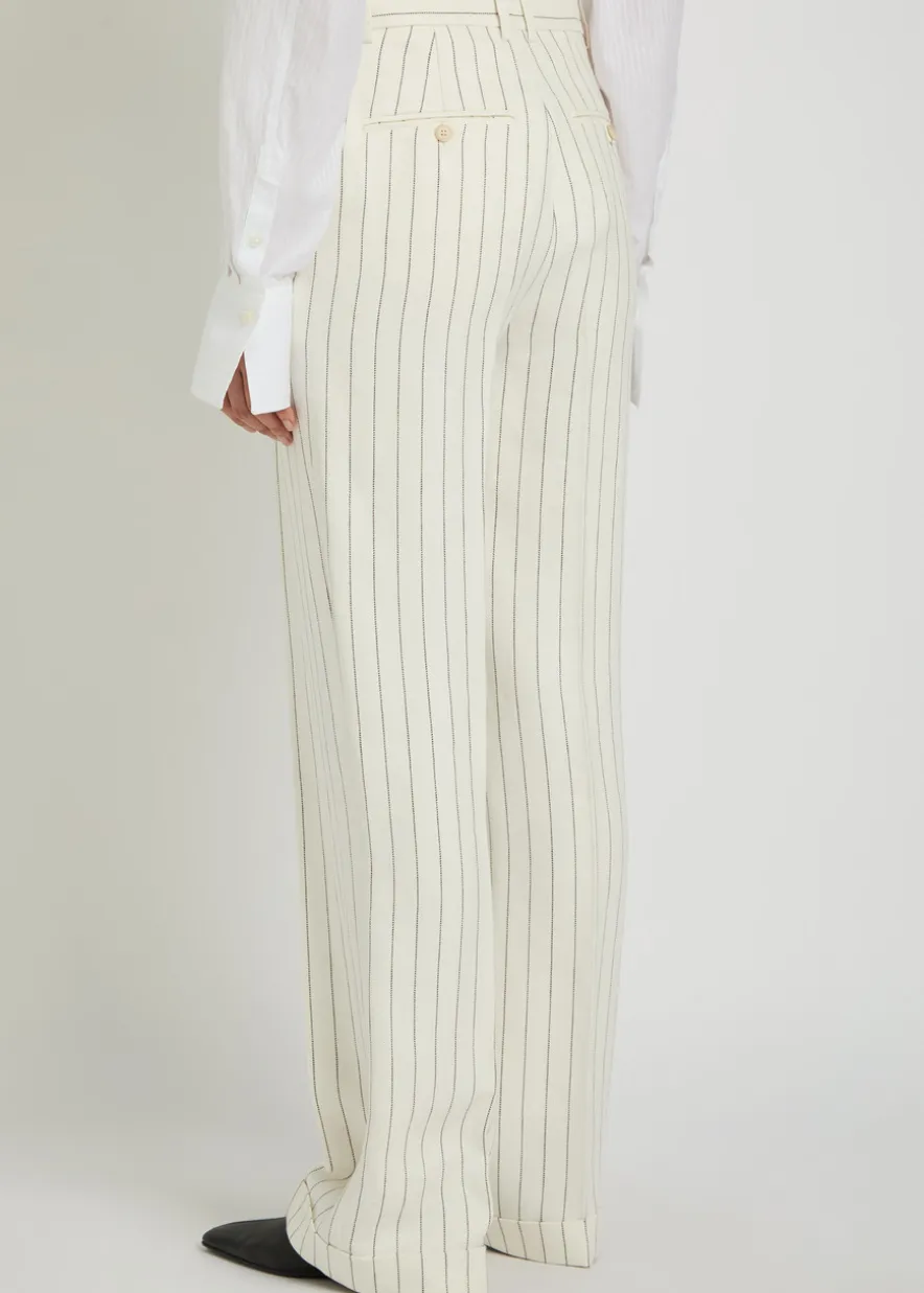 Pinstriped straight-leg trousers