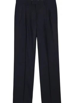 Pinstriped straight-leg wool trousers