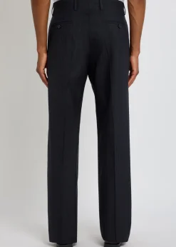 Pinstriped straight-leg wool trousers
