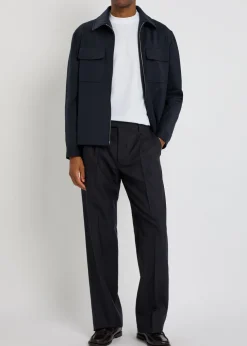 Pinstriped straight-leg wool trousers