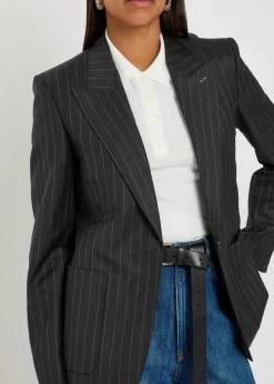 Pinstriped wool blazer