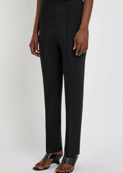 Pintuck cigarette-leg woven trousers