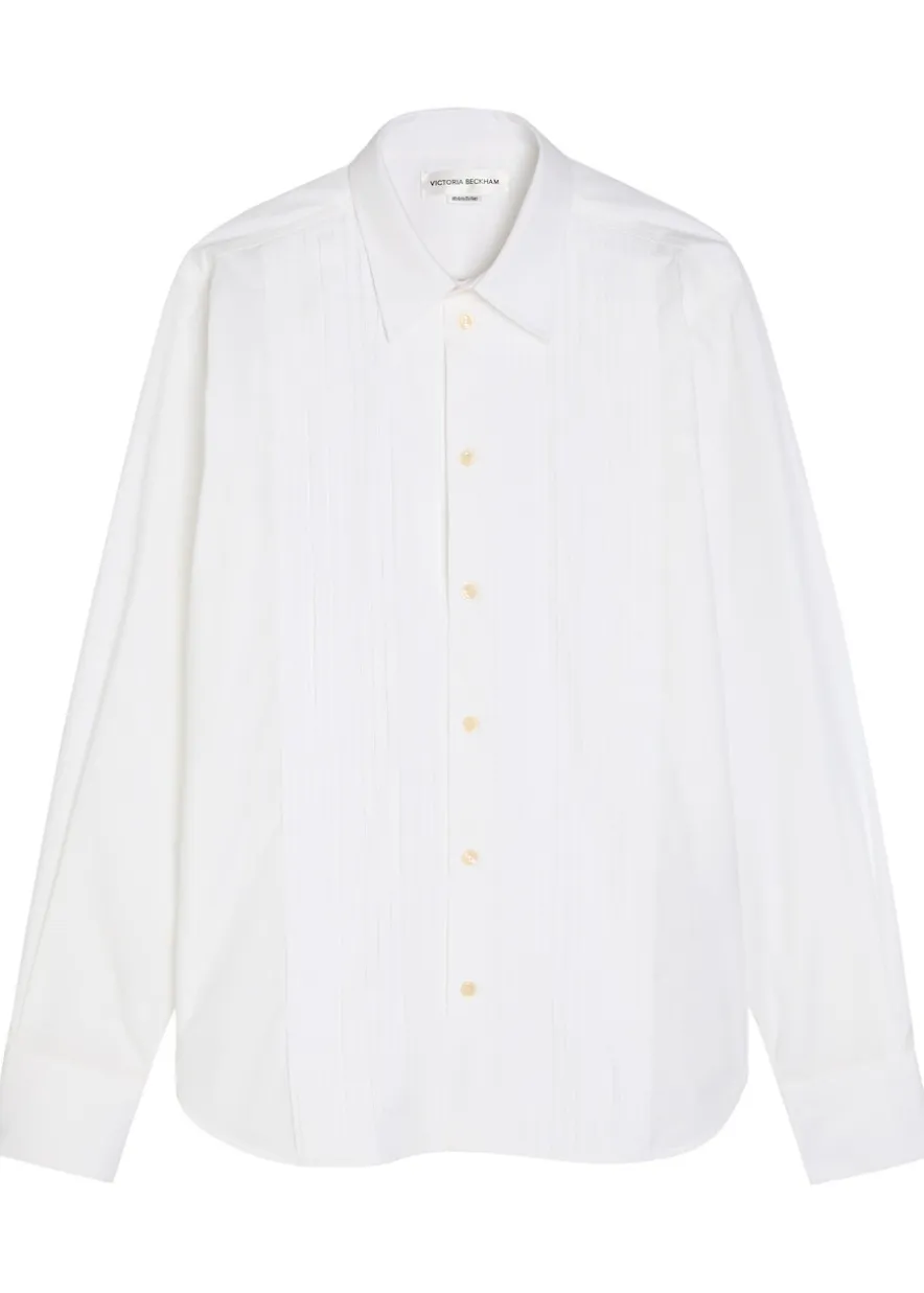 Pintuck cotton-poplin shirt