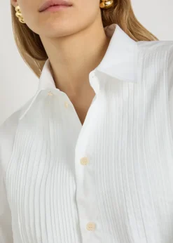 Pintuck cotton-poplin shirt