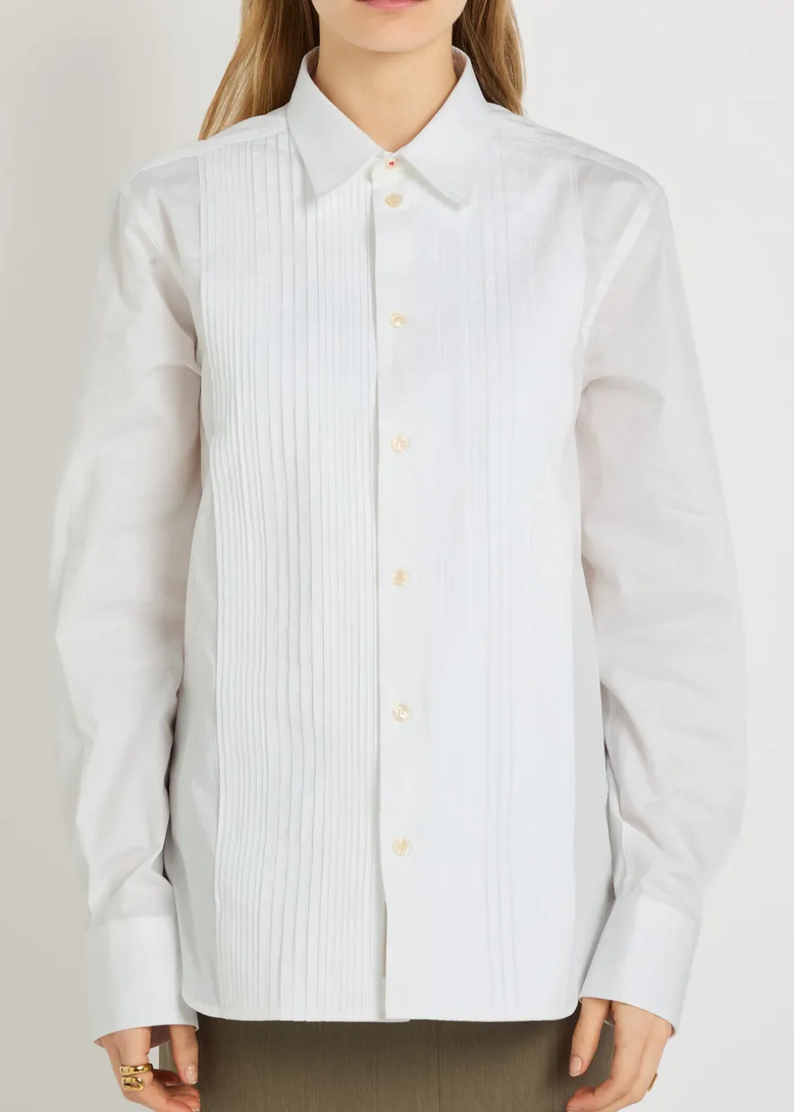 Pintuck cotton-poplin shirt