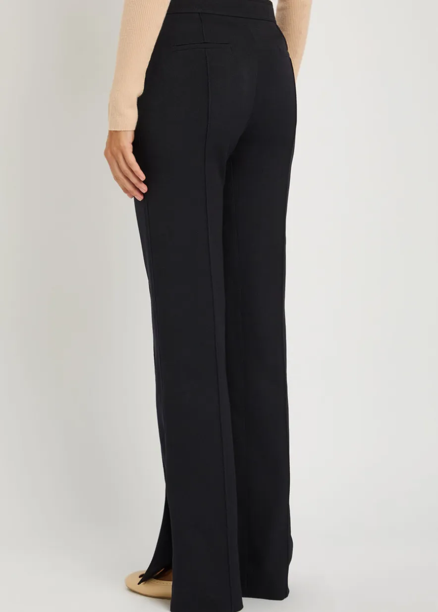 Pintuck flared-leg wool trousers