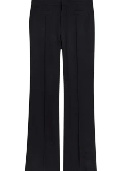 Pintuck flared-leg wool trousers