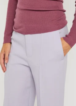 Pintuck flared-leg wool trousers