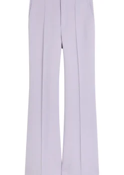 Pintuck flared-leg wool trousers