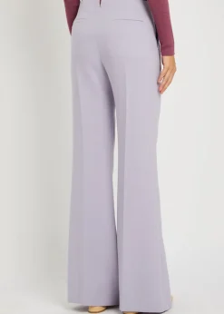 Pintuck flared-leg wool trousers