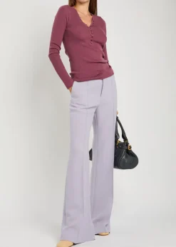 Pintuck flared-leg wool trousers