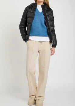 Pintuck straight-leg cotton sweatpants