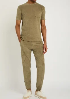 Pintuck tapered-leg terry sweatpants