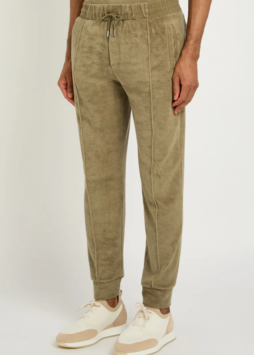 Pintuck tapered-leg terry sweatpants