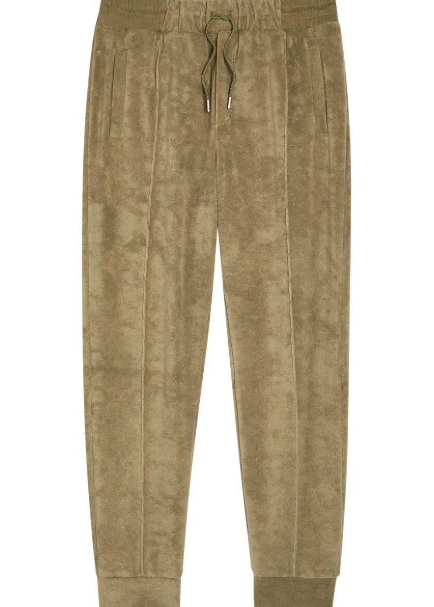 Pintuck tapered-leg terry sweatpants