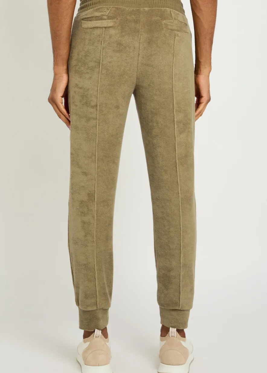 Pintuck tapered-leg terry sweatpants
