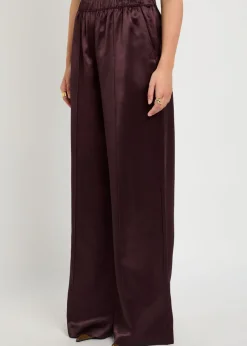 Pintuck wide-leg satin trousers