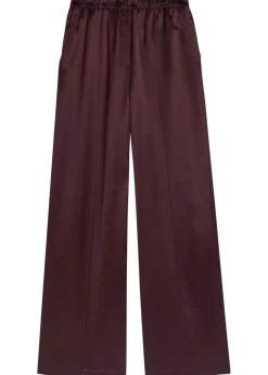 Pintuck wide-leg satin trousers