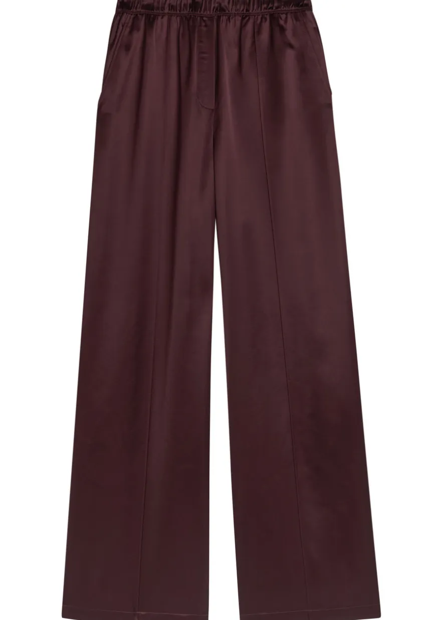 Pintuck wide-leg satin trousers