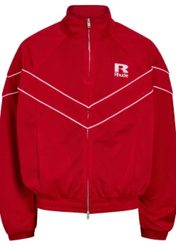 Pipe-trimmed mesh track jacket