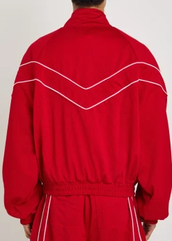 Pipe-trimmed mesh track jacket
