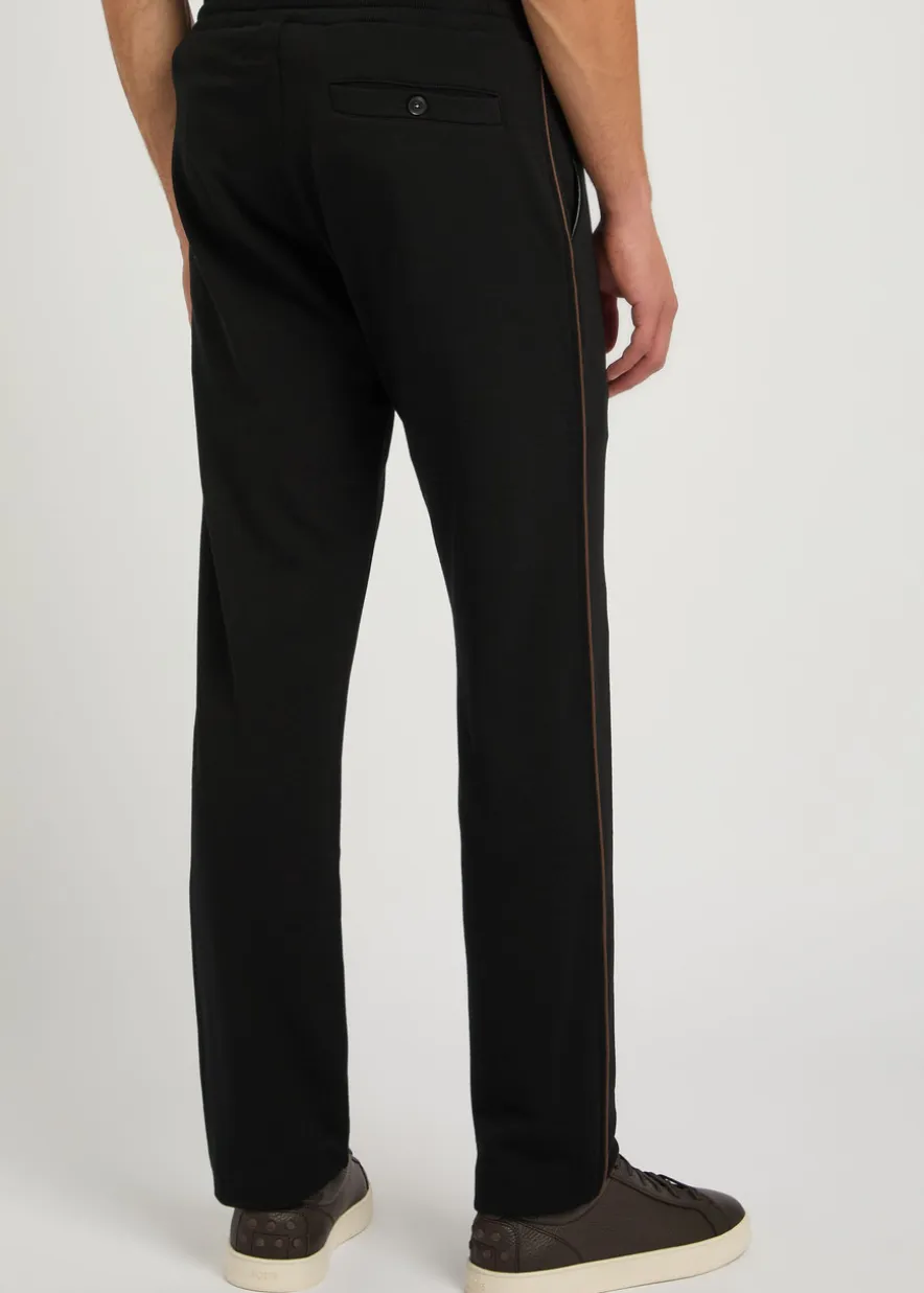 Pipe-trimmed straight-leg wool track pants
